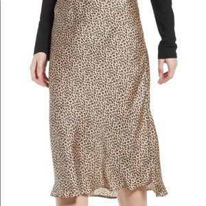 Leith leopard satin midi skirt - L